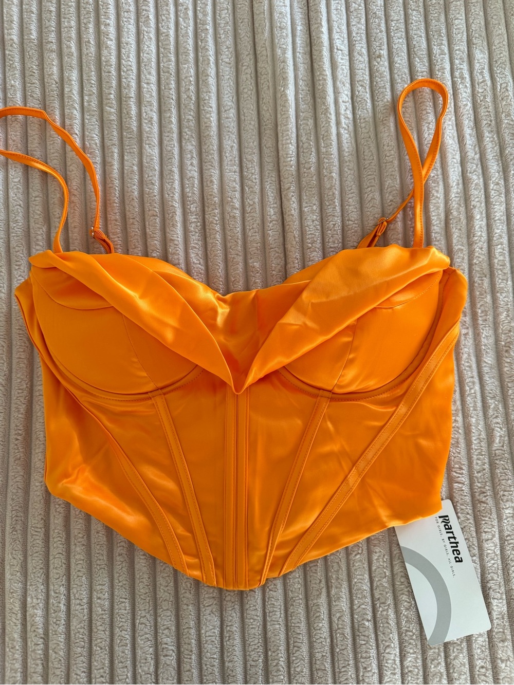 Orange Satin Bustier Crop Top